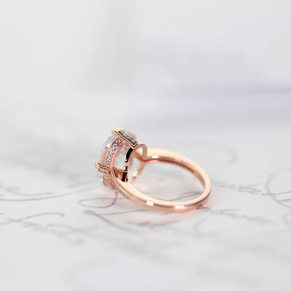 Engagement Ring, 14K Rose Gold Vermeil, Solitaire, Simulated Diamond, Statement, Wedding, Sterling Silver, 925, Promise Ring, Bold