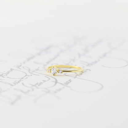 Minimalist Stacking Ring - Thin Sterling Silver Ring, Cubic Zirconia, Dainty, Thin Gold Ring 925