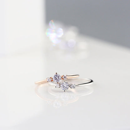 Minimalist Stacking Ring - Thin Sterling Silver Ring, Cubic Zirconia, Dainty, Thin Gold Ring 925