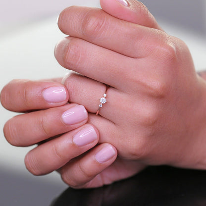 Minimalist Stacking Ring - Thin Sterling Silver Ring, Cubic Zirconia, Dainty, Thin Gold Ring 925