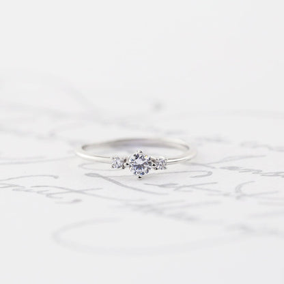 Minimalist Stacking Ring - Thin Sterling Silver Ring, Cubic Zirconia, Dainty, Thin Gold Ring 925