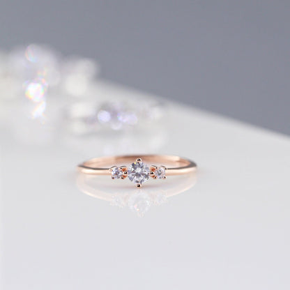 Minimalist Stacking Ring - Thin Sterling Silver Ring, Cubic Zirconia, Dainty, Thin Gold Ring 925