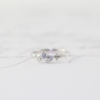 Dainty Scattered Ring, Sterling Silver, Rose Gold, 14K Vermeil, Unique, Stacking Ring, Bridal Bridesmaids Gift For Her Wedding Promise
