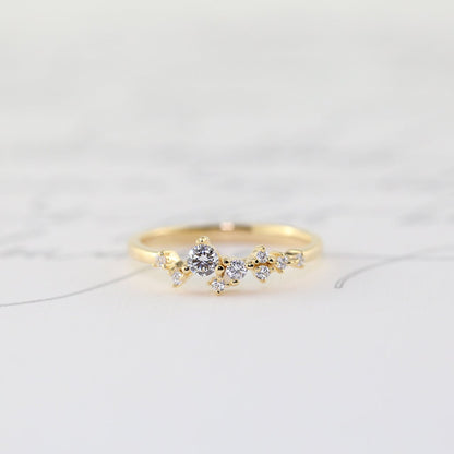 Dainty Scattered Ring, Sterling Silver, Rose Gold, 14K Vermeil, Unique, Stacking Ring, Bridal Bridesmaids Gift For Her Wedding Promise
