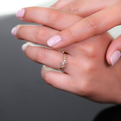 Dainty Scattered Ring, Sterling Silver, Rose Gold, 14K Vermeil, Unique, Stacking Ring, Bridal Bridesmaids Gift For Her Wedding Promise