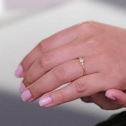 Minimalist Stacking Ring - Thin Sterling Silver Ring, Cubic Zirconia, Dainty, Thin Gold Ring 925