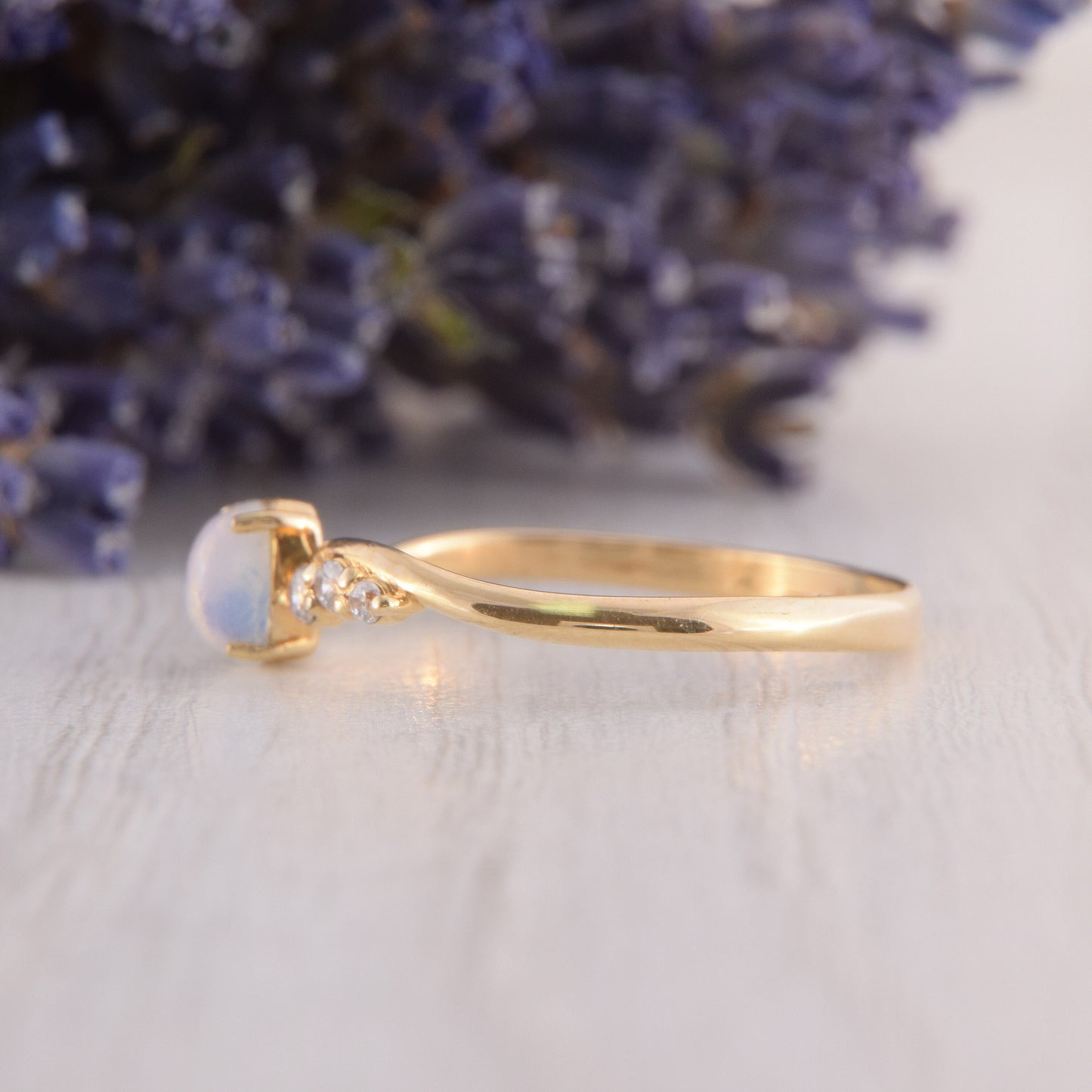 Minimalist Oval Moonstone Ring for Her