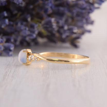 Minimalist Oval Moonstone Ring for Her