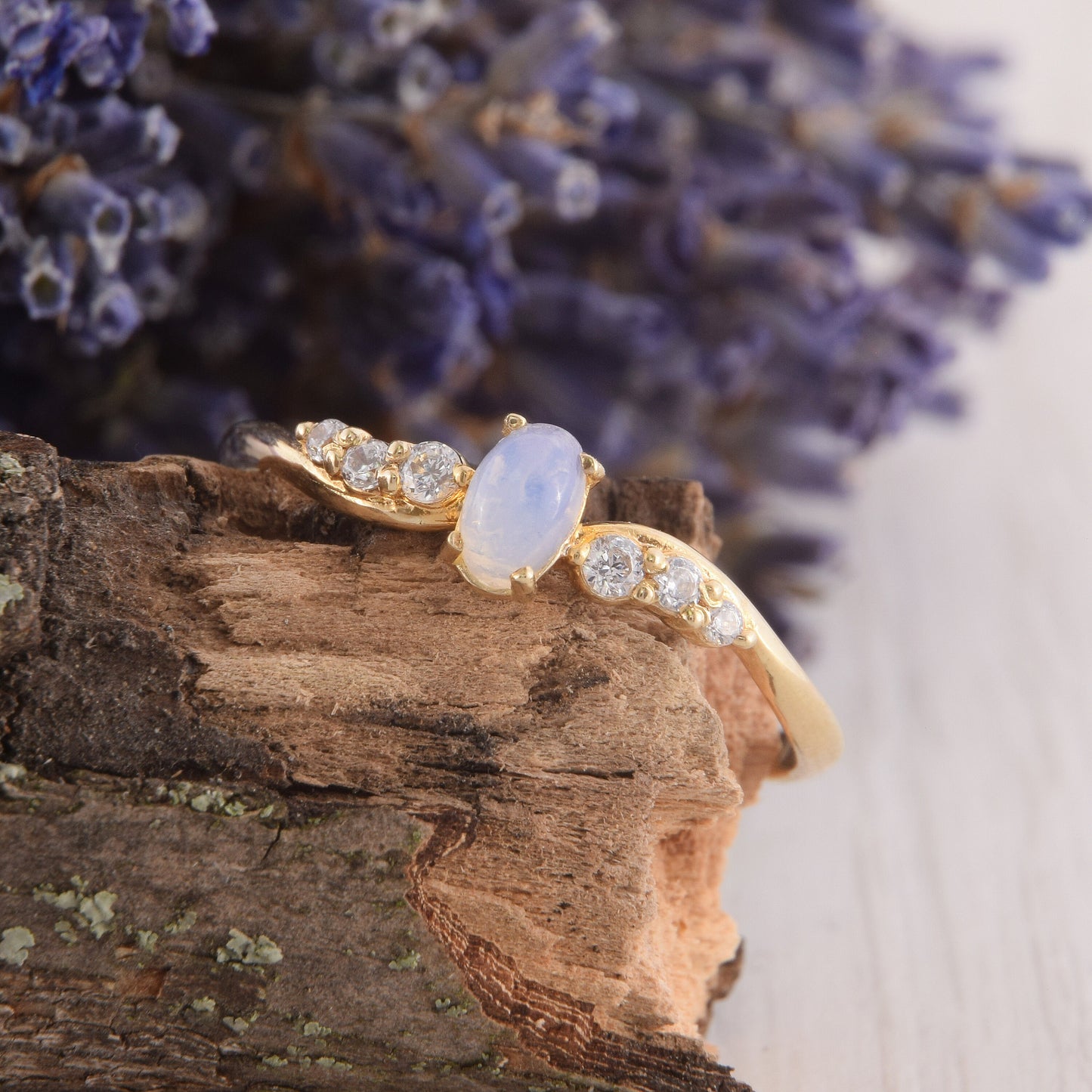 Minimalist Oval Moonstone Ring for Her