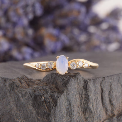 Minimalist Oval Moonstone Ring for Her
