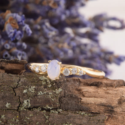 Minimalist Oval Moonstone Ring for Her