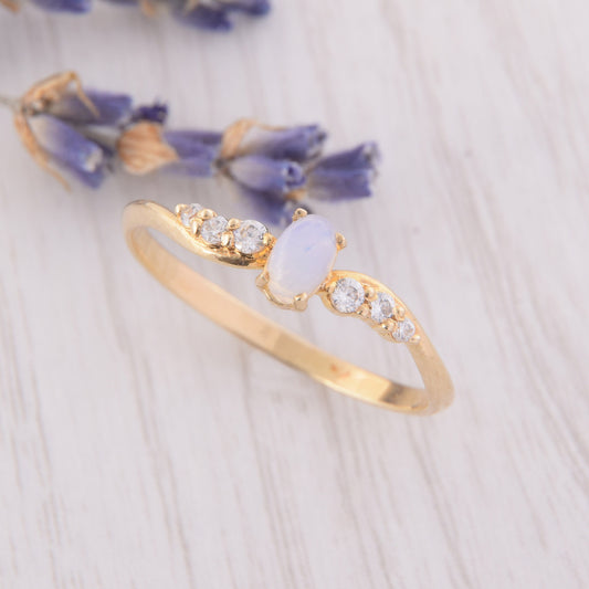 Minimalist Oval Moonstone Ring for Her
