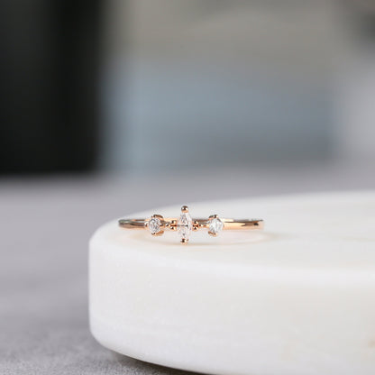 Dainty Marquise Ring, Vermeil Rose Gold or white gold Crystal Ring Minimal Ring, Bridesmaids Gift Delicate Statement Ring
