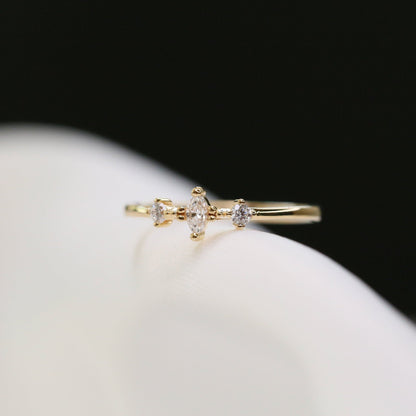 Dainty Marquise Ring, Vermeil Rose Gold or white gold Crystal Ring Minimal Ring, Bridesmaids Gift Delicate Statement Ring