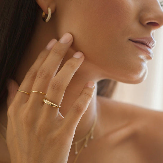 Dainty Dome Ring - Curved Ring - Pinky Ring - Sterling Silver - Vermeil over Sterling Silver 925 - Stacking Statement Ring