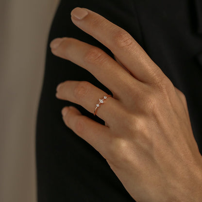 Dainty Marquise Ring, Vermeil Rose Gold or white gold Crystal Ring Minimal Ring, Bridesmaids Gift Delicate Statement Ring
