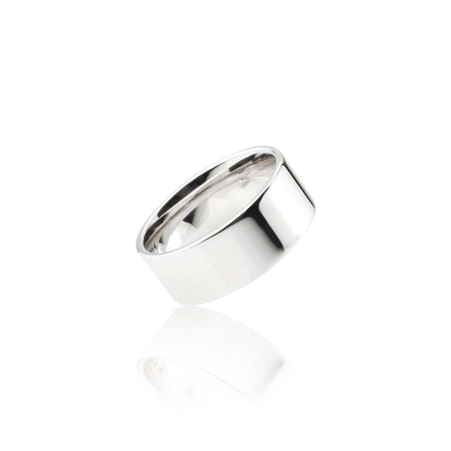 Wide Cigar Band Vermeil or Rhodium over Sterling Silver - 7mm Wide - Wide Flat Band - Unisex Ring - Men's and Women's