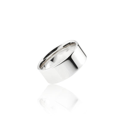 Wide Cigar Band Vermeil or Rhodium over Sterling Silver - 7mm Wide - Wide Flat Band - Unisex Ring - Men's and Women's