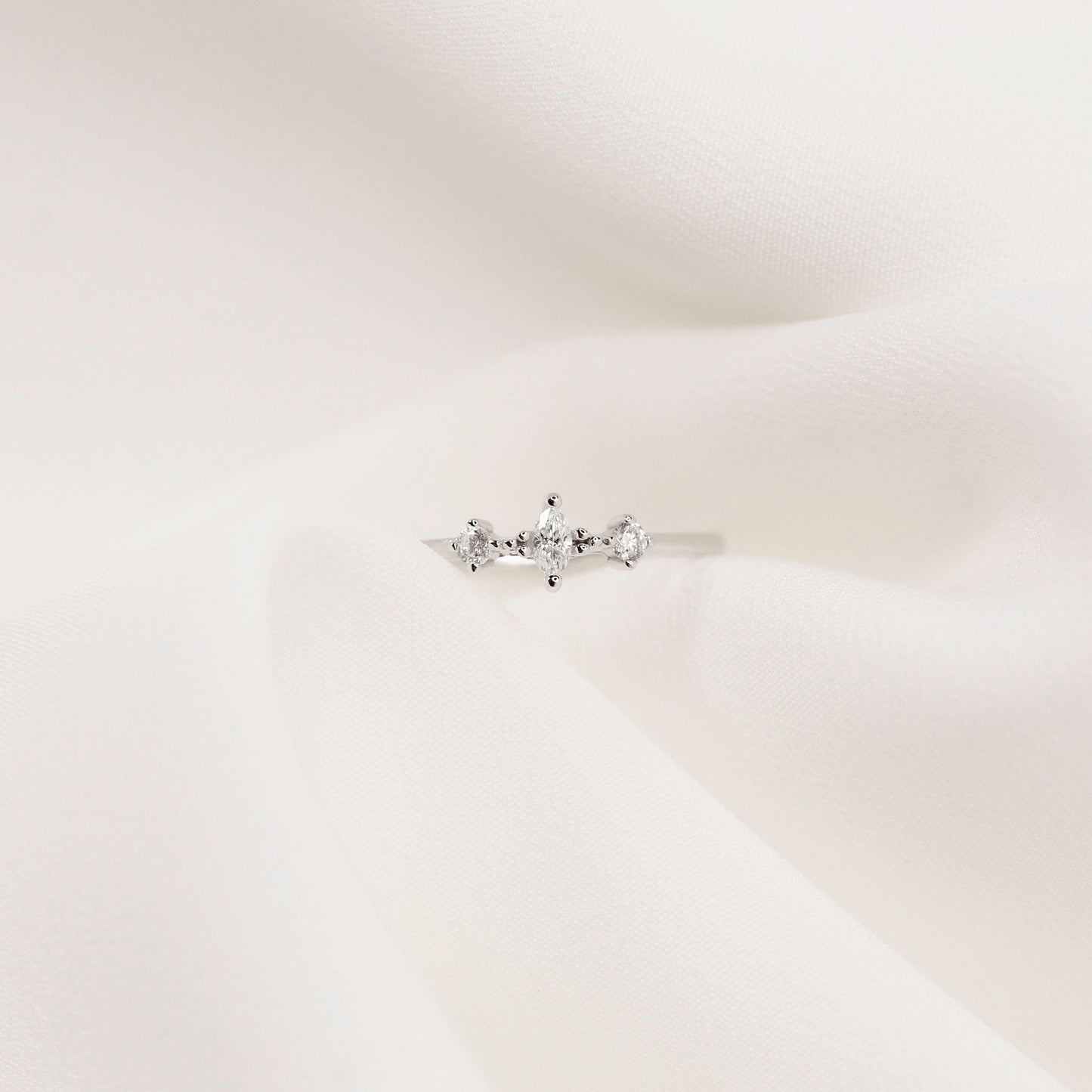 Dainty Marquise Ring, Vermeil Rose Gold or white gold Crystal Ring Minimal Ring, Bridesmaids Gift Delicate Statement Ring