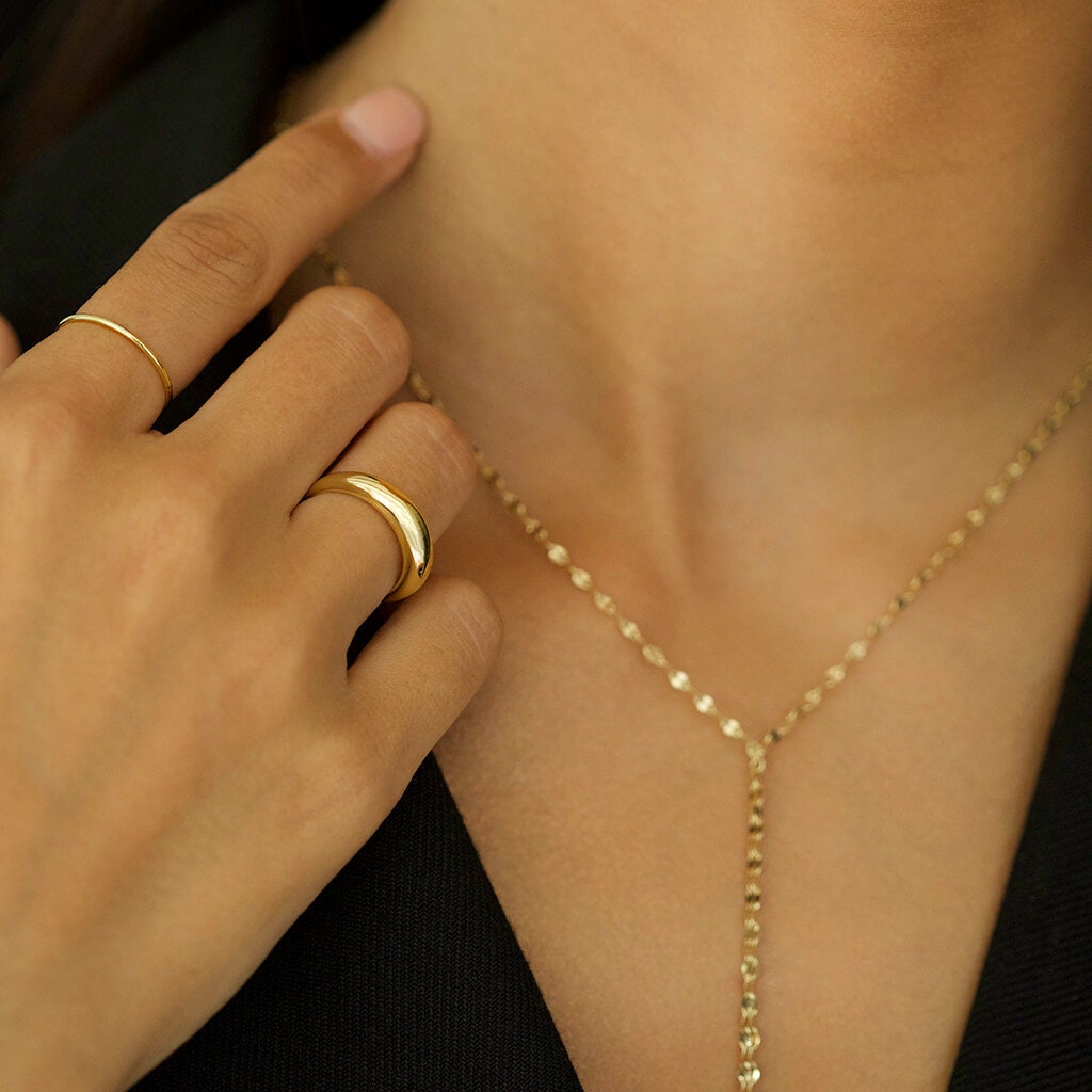 Dainty Dome Ring - Curved Ring - Pinky Ring - Sterling Silver - Vermeil over Sterling Silver 925 - Stacking Statement Ring