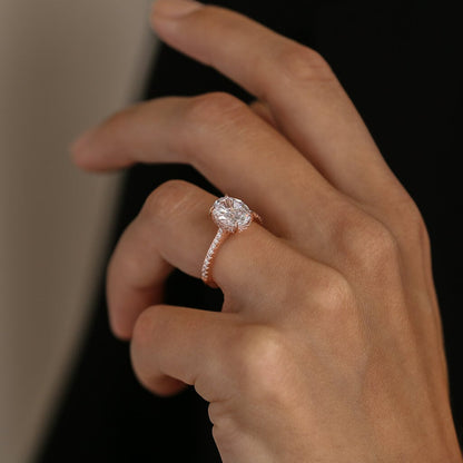 Hidden Halo Engagement Ring, Rose Gold or White Gold over Sterling Silver - Wedding Ring - Promise Ring
