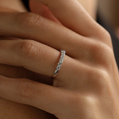 Half-Eternity Band in White Gold (Rhodium) over Sterling Silver - Engagement Ring - Wedding Ring - Promise Ring - Anniversary Ring