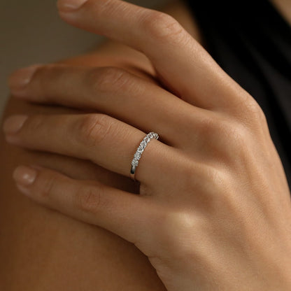 Half-Eternity Band in White Gold (Rhodium) over Sterling Silver - Engagement Ring - Wedding Ring - Promise Ring - Anniversary Ring
