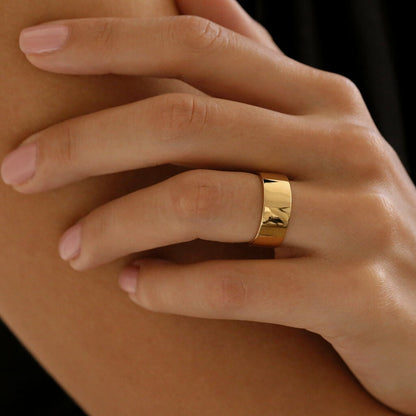 Wide Cigar Band Vermeil or Rhodium over Sterling Silver - 7mm Wide - Wide Flat Band - Unisex Ring - Men's and Women's