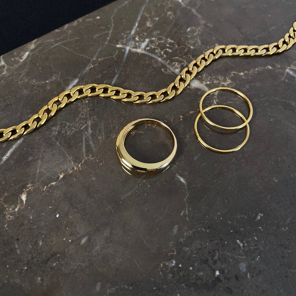 Dainty Dome Ring - Curved Ring - Pinky Ring - Sterling Silver - Vermeil over Sterling Silver 925 - Stacking Statement Ring
