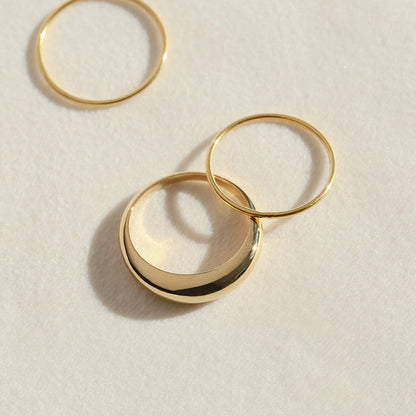 Dainty Dome Ring - Curved Ring - Pinky Ring - Sterling Silver - Vermeil over Sterling Silver 925 - Stacking Statement Ring
