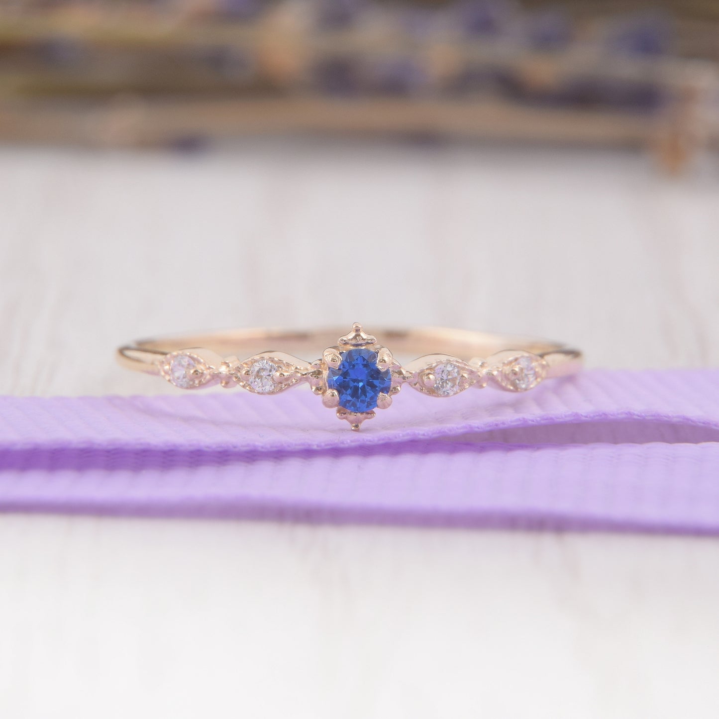 Minimalist Blue Sapphire Engagement Ring