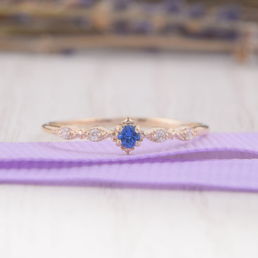 Minimalist Blue Sapphire Engagement Ring