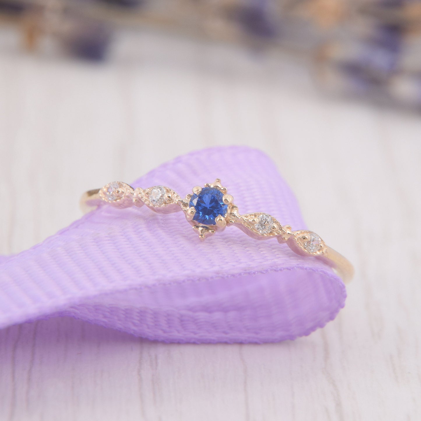 Minimalist Blue Sapphire Engagement Ring