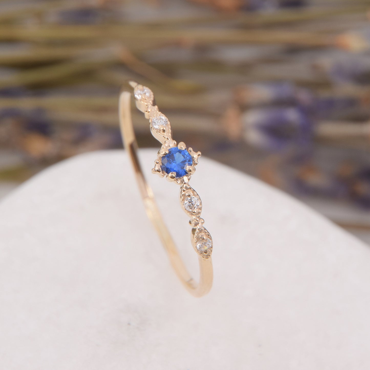 Minimalist Blue Sapphire Engagement Ring