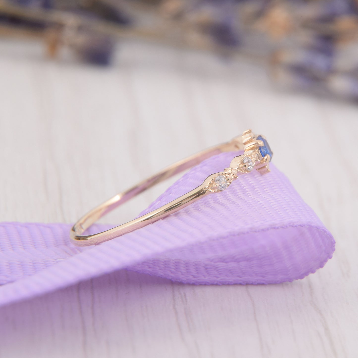 Minimalist Blue Sapphire Engagement Ring