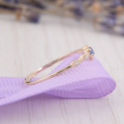 Minimalist Blue Sapphire Engagement Ring