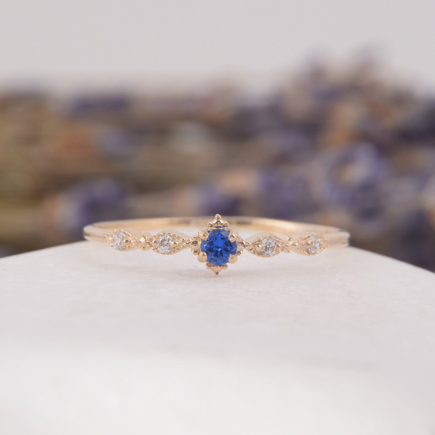 Minimalist Blue Sapphire Engagement Ring