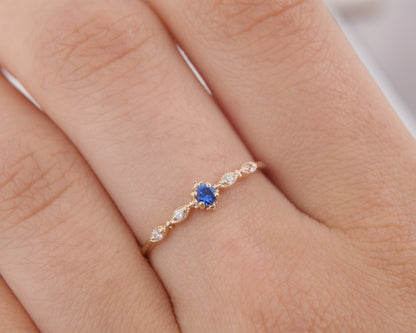 Minimalist Blue Sapphire Engagement Ring