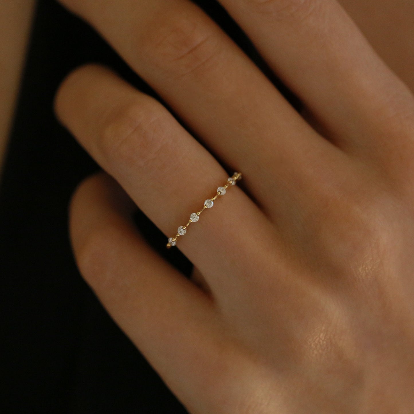 Ultra Thin Floating Eternity Band in Gold Vermeil or Rhodium over Sterling Silver