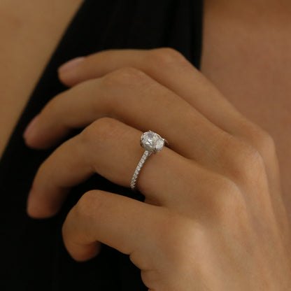 Engagement Ring in White Gold over Sterling Silver - Wedding Ring - Promise Ring
