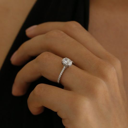 Engagement Ring in White Gold over Sterling Silver - Wedding Ring - Promise Ring