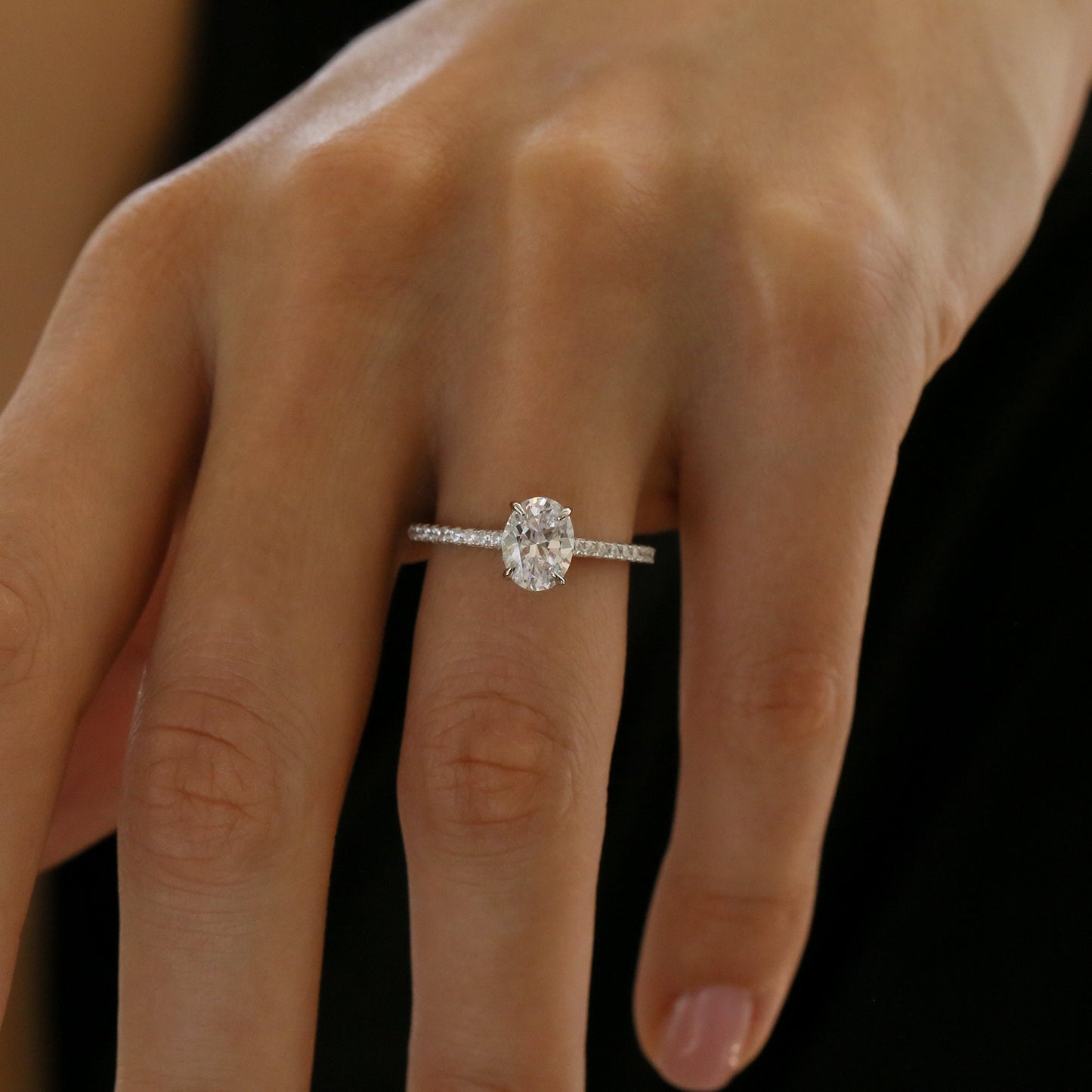 Engagement Ring in White Gold over Sterling Silver - Wedding Ring - Promise Ring
