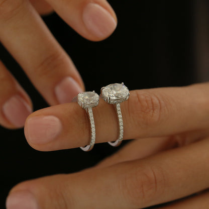 Engagement Ring in White Gold over Sterling Silver - Wedding Ring - Promise Ring