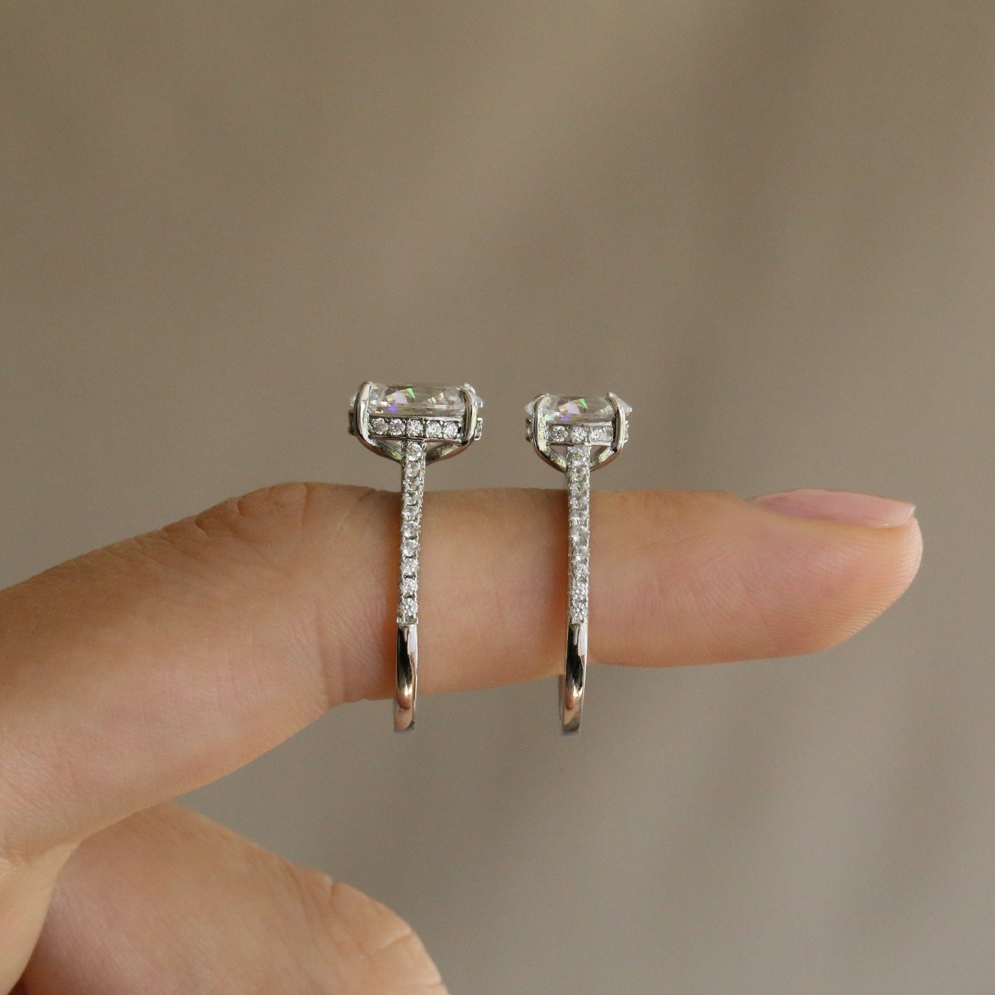 Engagement Ring in White Gold over Sterling Silver - Wedding Ring - Promise Ring