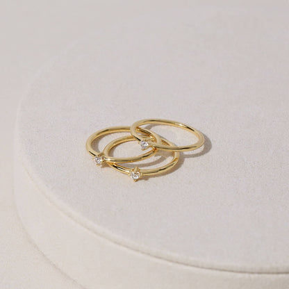 Mini Solitaire Ring in 14K Gold or White Gold over Sterling Silver - Moissanite or Simulated Stone - Dainty Ring - Promise Ring