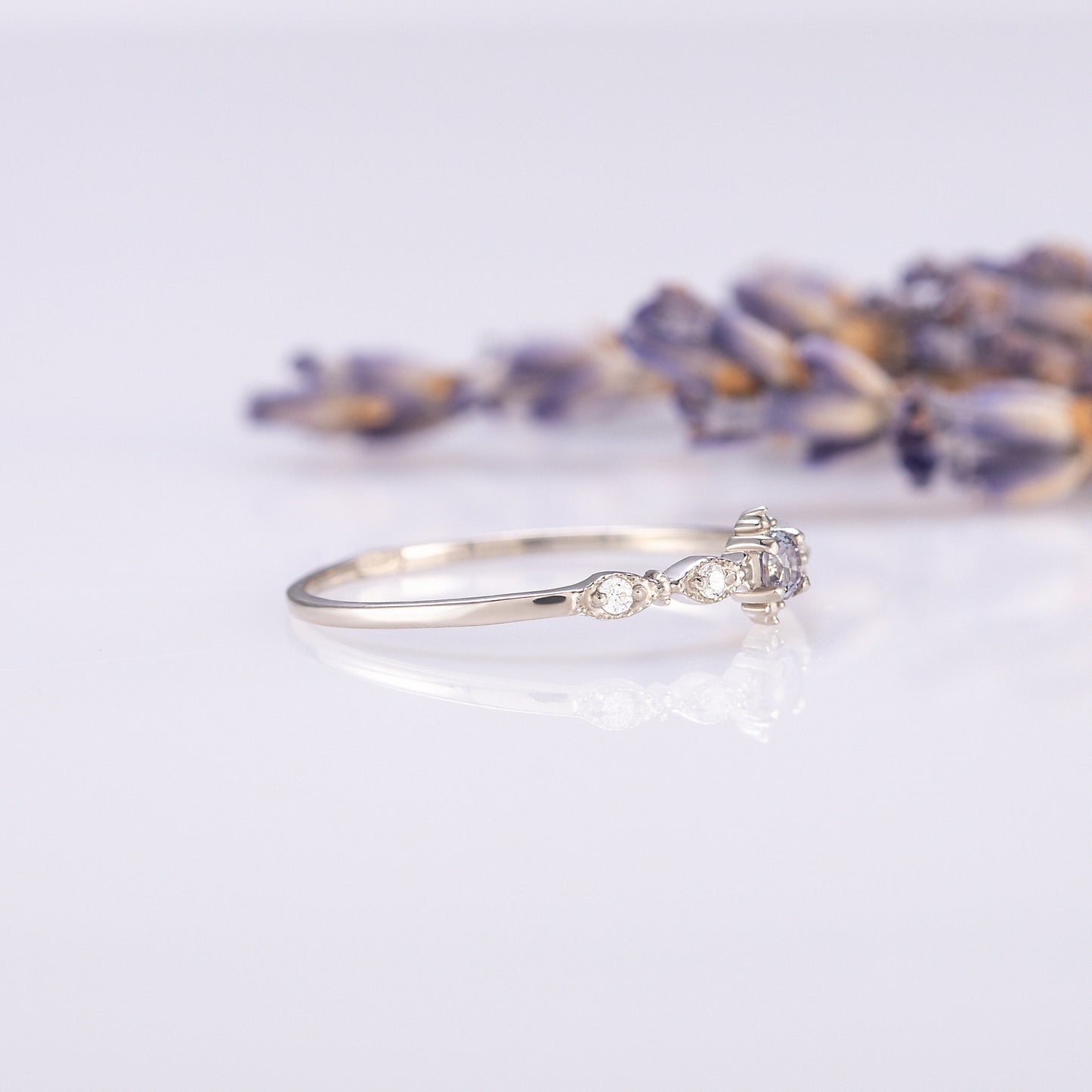 Alexandrite Promise Ring – Minimalist Sterling Silver