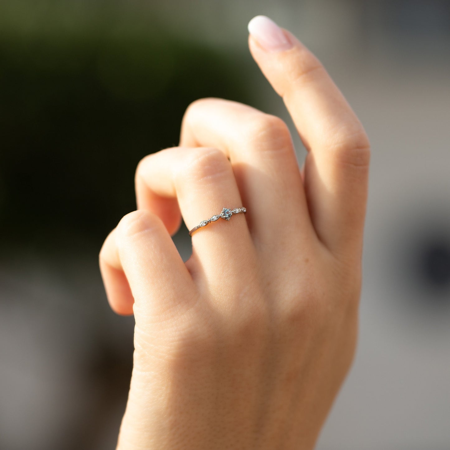 Alexandrite Promise Ring – Minimalist Sterling Silver
