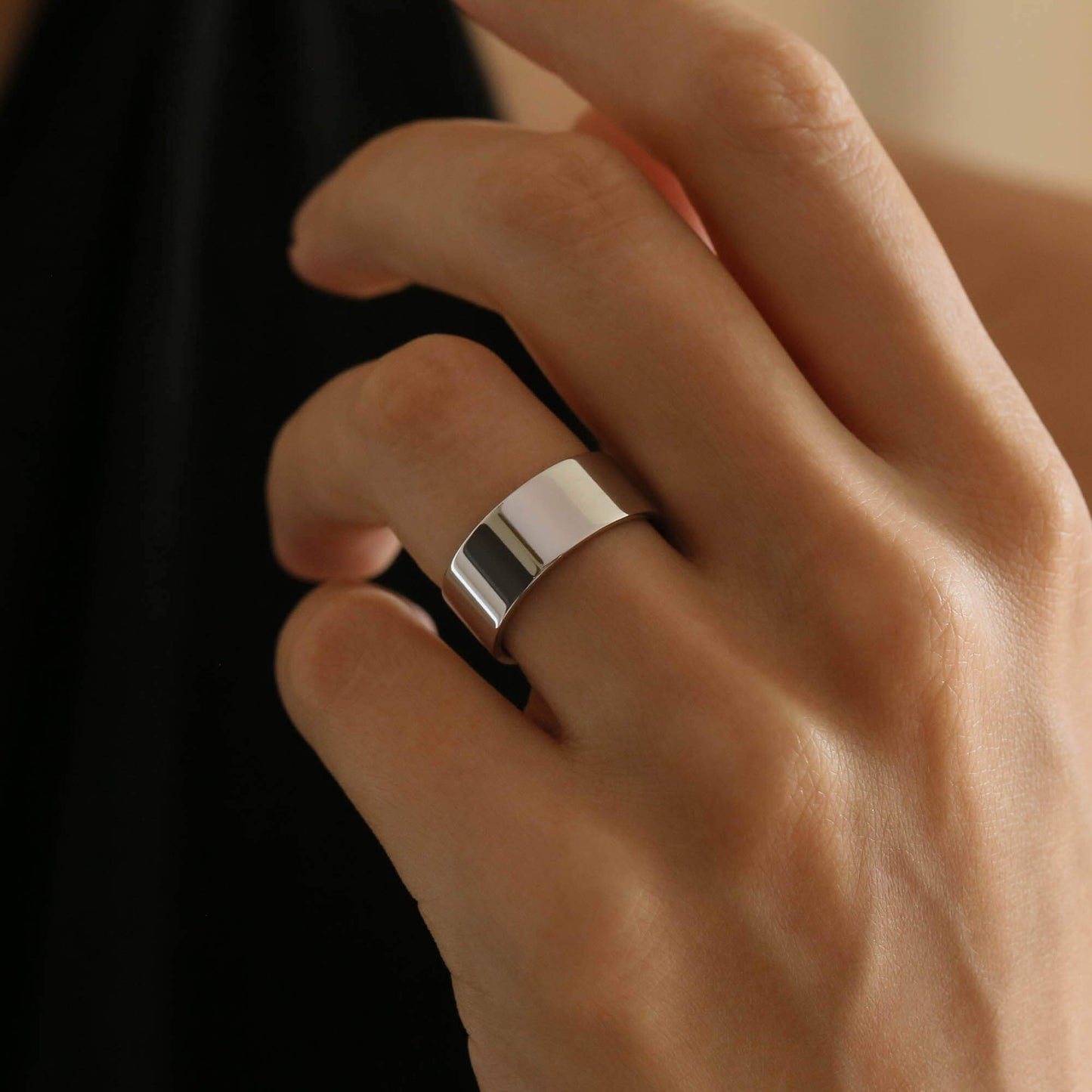 Wide Cigar Band Vermeil or Rhodium over Sterling Silver - 7mm Wide - Wide Flat Band - Unisex Ring - Men's and Women's