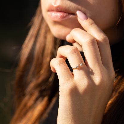 Minimalist Sunstone Promise Ring – Sterling Silver