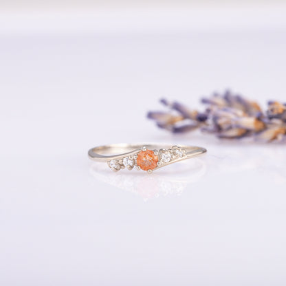 Minimalist Sunstone Promise Ring – Sterling Silver